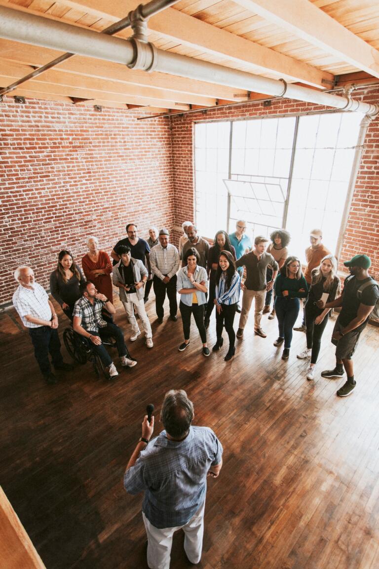 Man speaker in a seminar
