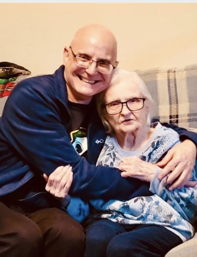 Mark and his grandmother the day he was released
